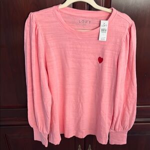 LOFT Blush Long Sleeve with Heart Accent